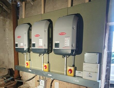 3 inverters on a wall